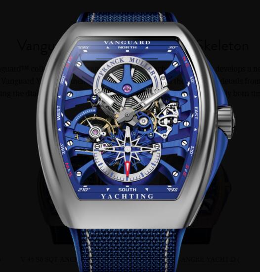 Buy Franck Muller Vanguard Yachting Anchor Skeleton Classic Replica Watch for sale Cheap Price V 45 S6 SQT ANCRE YACHT (BL) OG